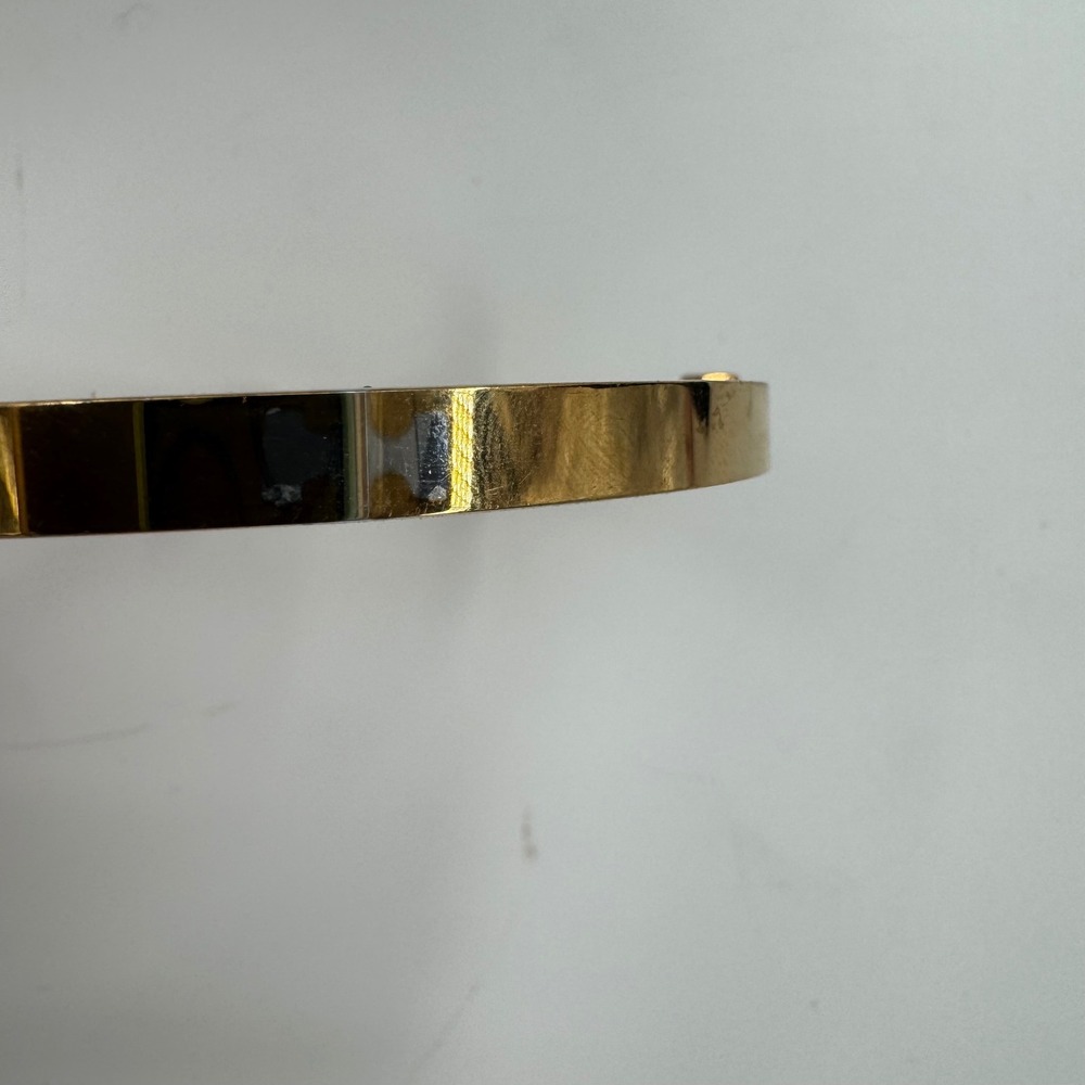 Tory Burch Miller Bangle Bracelet Gold Tone Double T Logo 7.75" - Picture 3 of 4